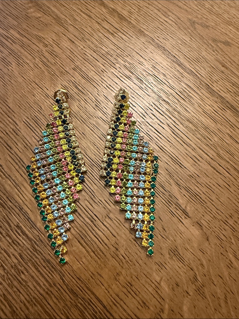 Anthropologie Colorful Crystal Fringe Drop Earrings - Multicolor